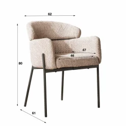 WoonStijl Eetkamerstoel Boucle ronde rug Curva zand