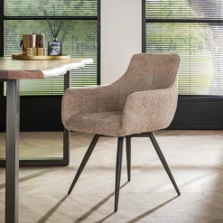 WoonStijl Eetkamerstoel Draaibaar Boucle zand