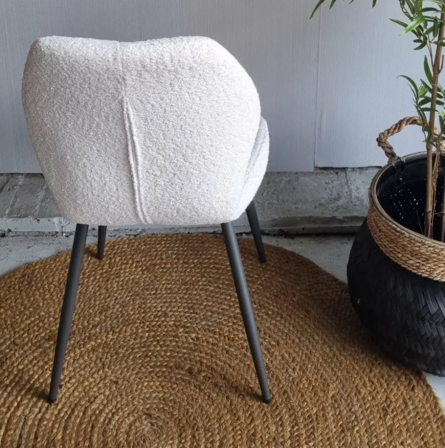 WoonStijl Eetkamerstoel Lende Boucle wit