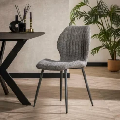 WoonStijl Eetkamerstoel Lende Boucle grijs