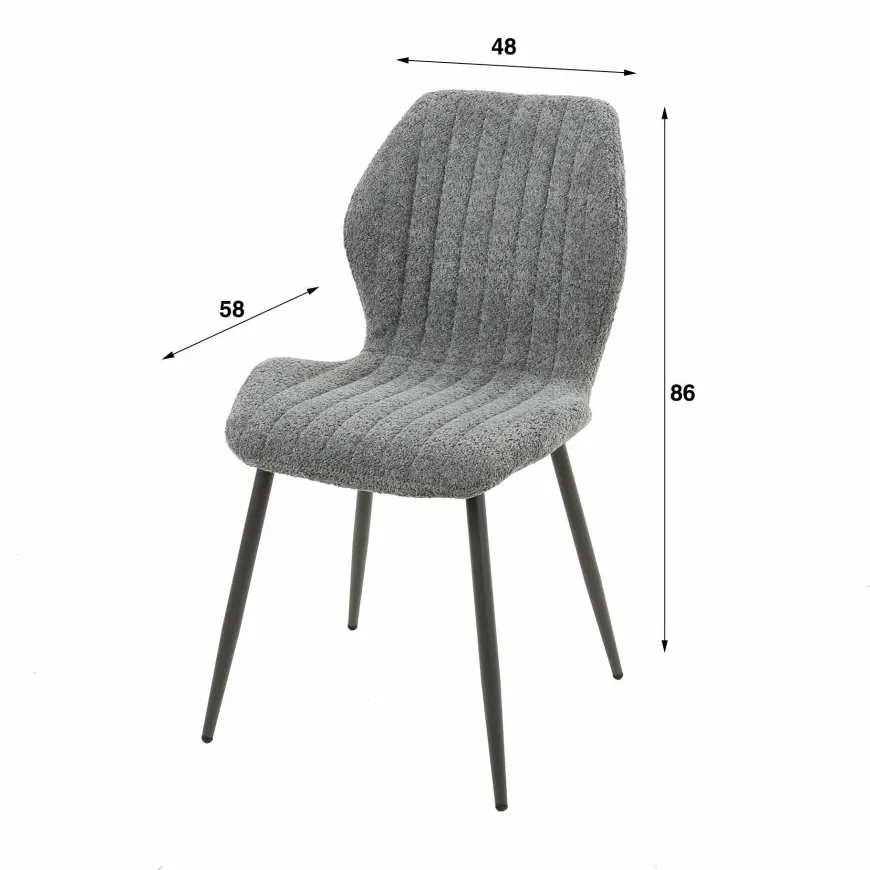 WoonStijl Eetkamerstoel Lende Boucle grijs