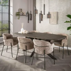 WoonStijl Eetkamerstoel ronde rug Curva Hoven Champagne