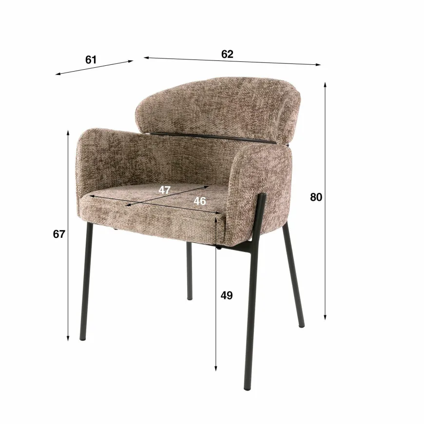 WoonStijl Eetkamerstoel ronde rug Curva Hoven Champagne