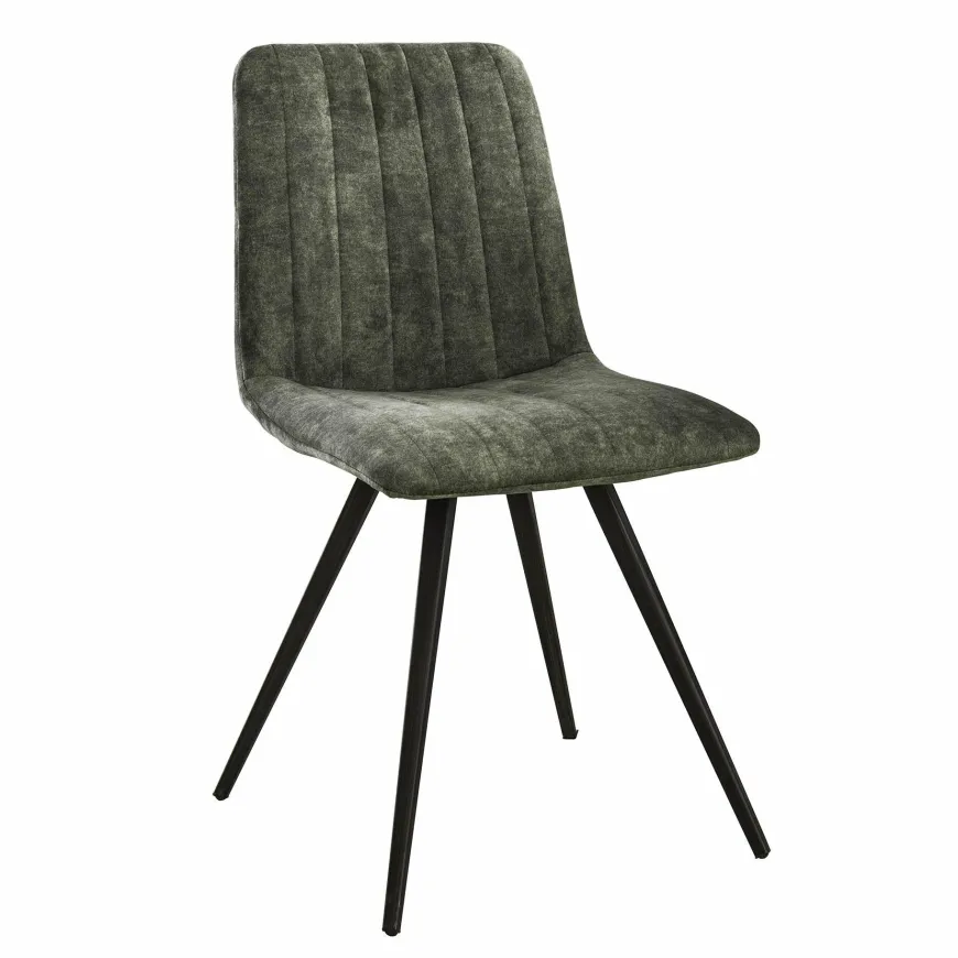 WoonStijl Eetkamerstoel velvet straight stitch - Groen of goud