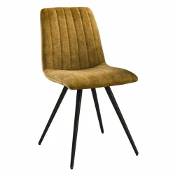 WoonStijl Eetkamerstoel velvet straight stitch - Groen of goud