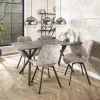 WoonStijl Eetkamertafel 160 ovaal blad zwart gepoedercoat frame / 3D betonlook grijs