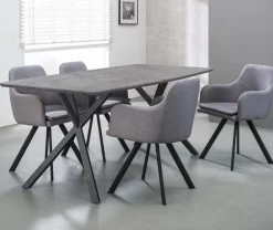 WoonStijl Eetkamertafel 160 ovaal blad zwart gepoedercoat frame / 3D betonlook grijs