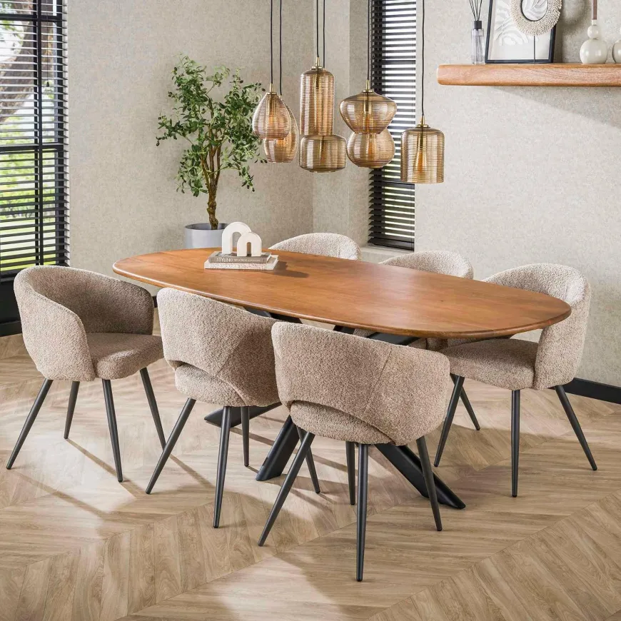 WoonStijl Eetkamertafel 180 Cliff ovale buis mango
