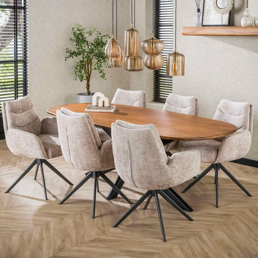 WoonStijl Eetkamertafel 180 Cliff ovale buis mango