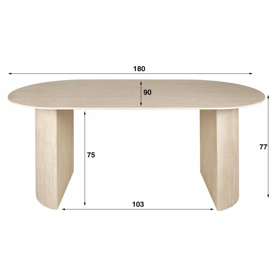 WoonStijl Eetkamertafel 180 arch ceramic