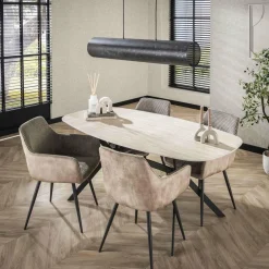 WoonStijl Eetkamertafel 180 ceramic travertinlook