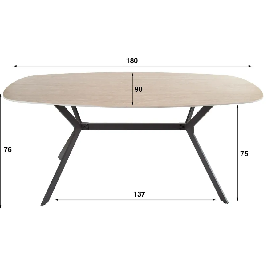 WoonStijl Eetkamertafel 180 ceramic travertinlook