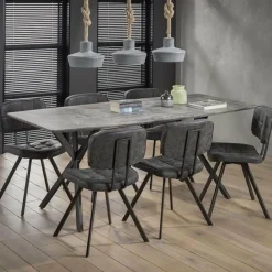 WoonStijl Eetkamertafel 190 ovaal blad betonlook