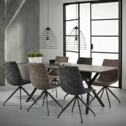 WoonStijl Eetkamertafel 190 ovaal blad betonlook