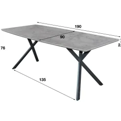 WoonStijl Eetkamertafel 190 ovaal blad betonlook