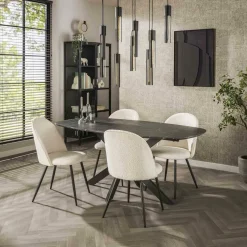 WoonStijl Eetkamertafel 180 deens ovaal zwart bruin