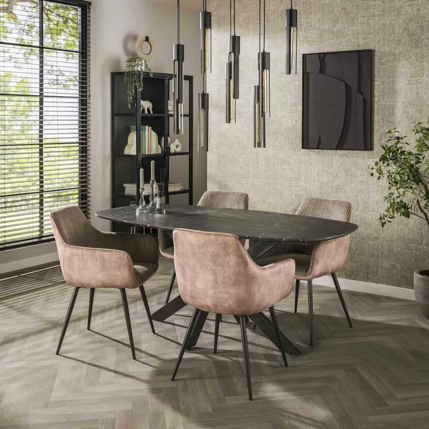 WoonStijl Eetkamertafel 180 deens ovaal zwart bruin
