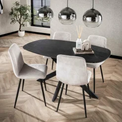 WoonStijl Eetkamertafel 150 deens ovaal zwart bruin