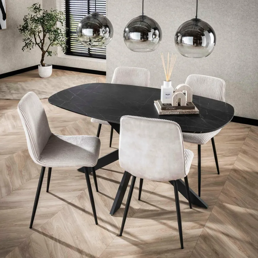WoonStijl Eetkamertafel 150 deens ovaal zwart bruin