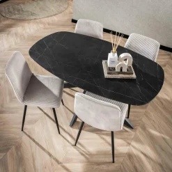 WoonStijl Eetkamertafel 150 deens ovaal zwart bruin