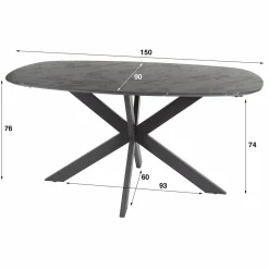 WoonStijl Eetkamertafel 150 deens ovaal zwart bruin