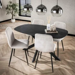 WoonStijl Eetkamertafel 150 deens ovaal zwart bruin