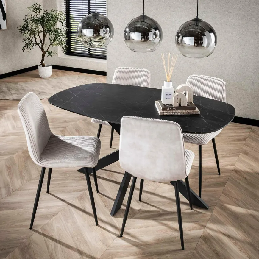 WoonStijl Eetkamertafel 150 deens ovaal zwart bruin