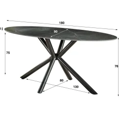 WoonStijl Eetkamertafel 180 ovaal ceramic