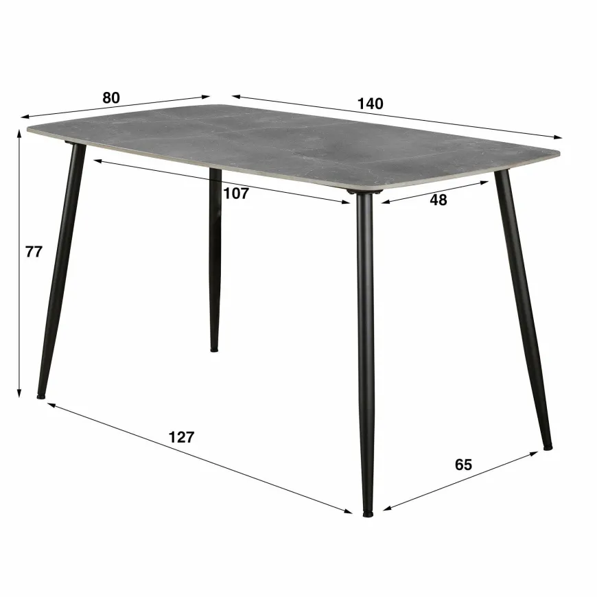 WoonStijl Eetkamertafel 140 Ceramic natural lichtgrijs