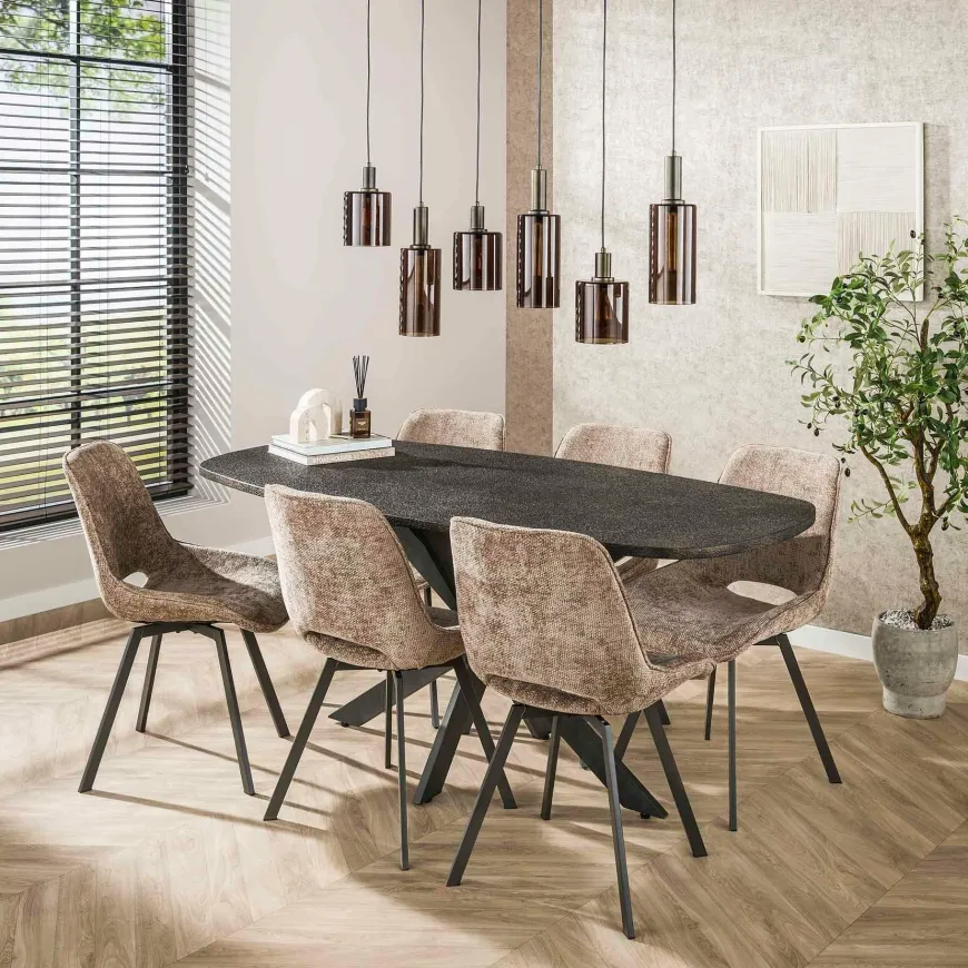 WoonStijl Eettafel 180 deens ovaal Metallic
