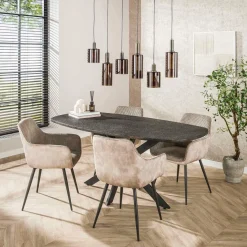 WoonStijl Eettafel 180 deens ovaal Metallic