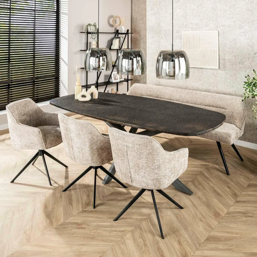 WoonStijl Eettafel 215 deens ovaal Metallic