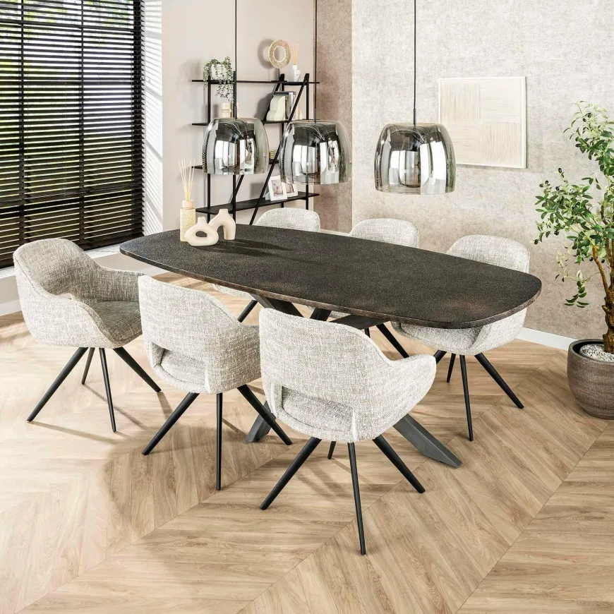 WoonStijl Eettafel 215 deens ovaal Metallic