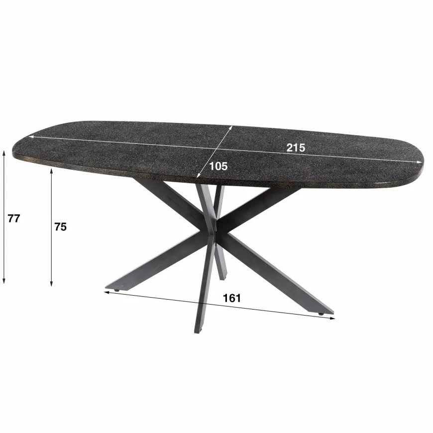 WoonStijl Eettafel 215 deens ovaal Metallic