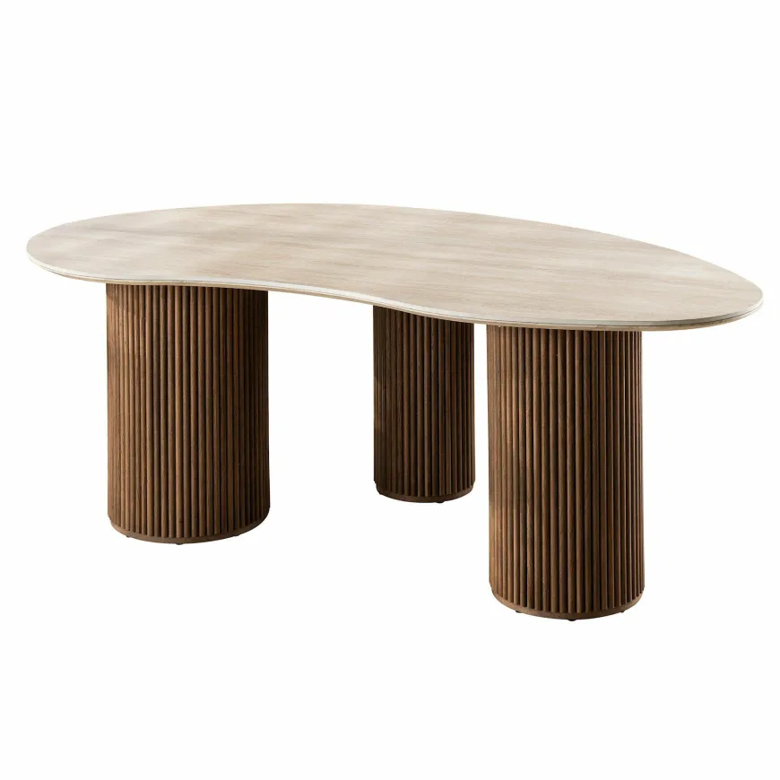 WoonStijl Eettafel Romano niervormig 215cm / 3D keramiek travertin