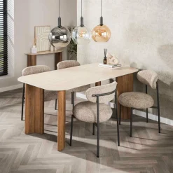 WoonStijl Eettafel Romano Curvo 180 cm Keramiek travertin