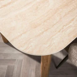 WoonStijl Eettafel Romano Curvo 180 cm Keramiek travertin