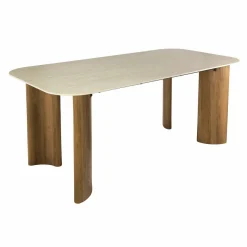 WoonStijl Eettafel Romano Curvo 180 cm Keramiek travertin