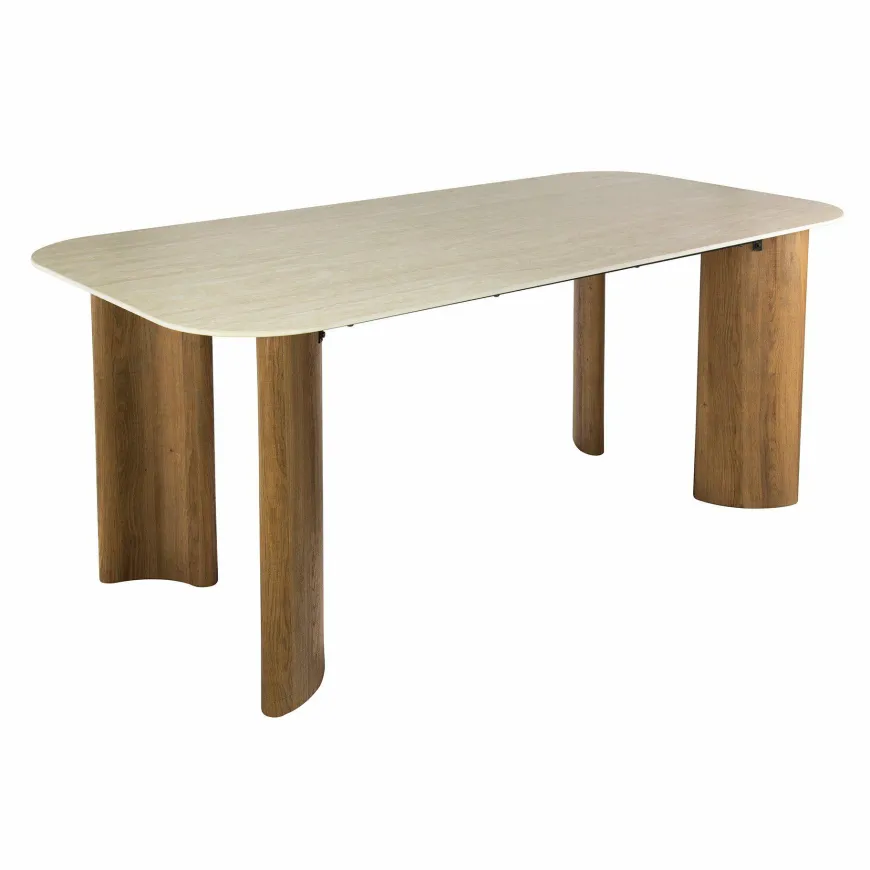 WoonStijl Eettafel Romano Curvo 180 cm Keramiek travertin
