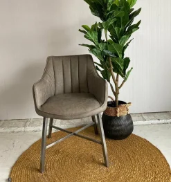 WoonStijl Eettafelfauteuil Striped PU Taupe
