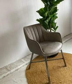 WoonStijl Eettafelfauteuil Striped PU Taupe