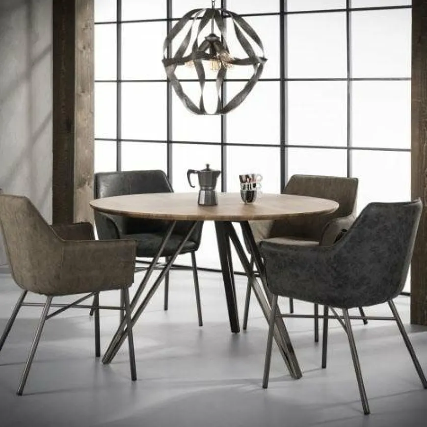 WoonStijl Eettafelfauteuil Striped PU Taupe