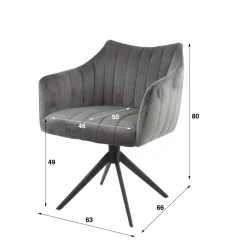 WoonStijl Eettafelstoel Cinema draaibaar zilver velvet