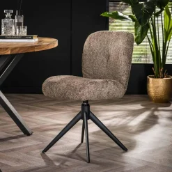 WoonStijl Eettafelstoel Comfort draaibaar Boucle Taupe