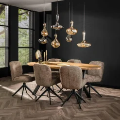 WoonStijl Eettafelstoel Comfort draaibaar Boucle Taupe