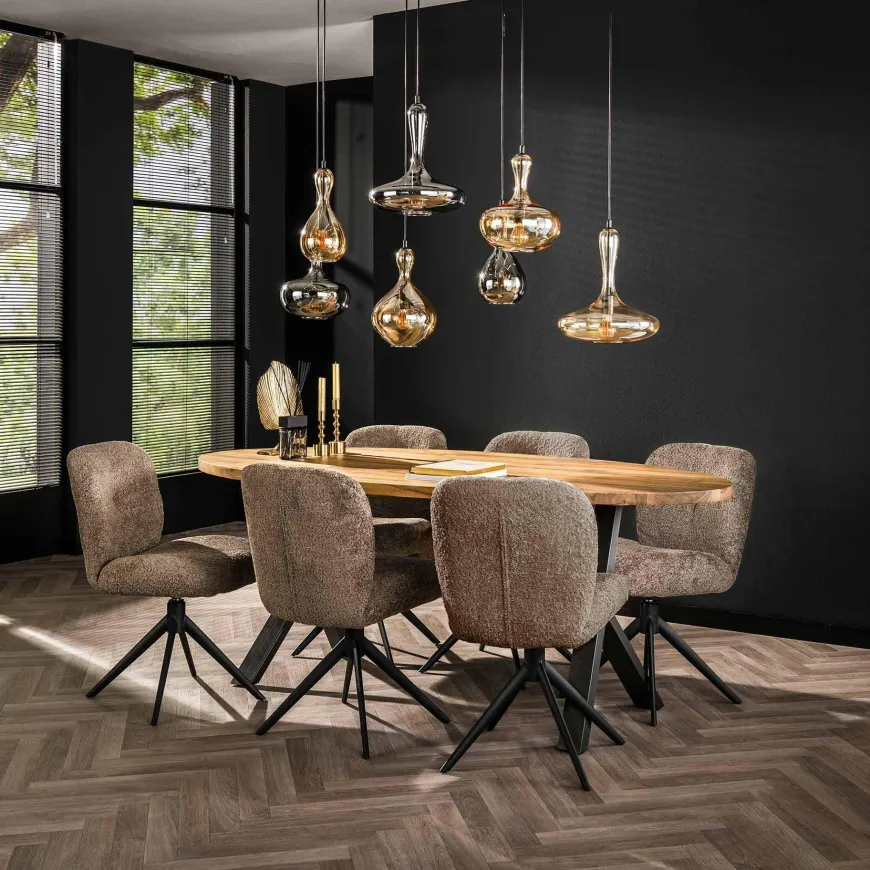 WoonStijl Eettafelstoel Comfort draaibaar Boucle Taupe
