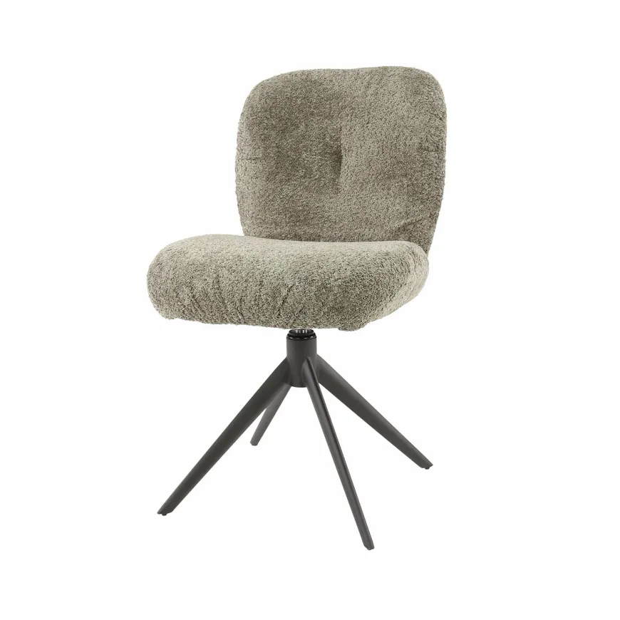 WoonStijl Eettafelstoel Comfort draaibaar Boucle Taupe