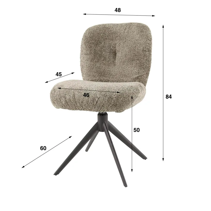 WoonStijl Eettafelstoel Comfort draaibaar Boucle Taupe