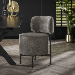 WoonStijl Eettafelstoel cocktail draaibaar Boucle grijs