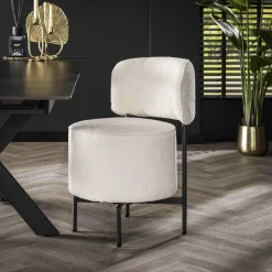 WoonStijl Eettafelstoel cocktail draaibaar Boucle wit